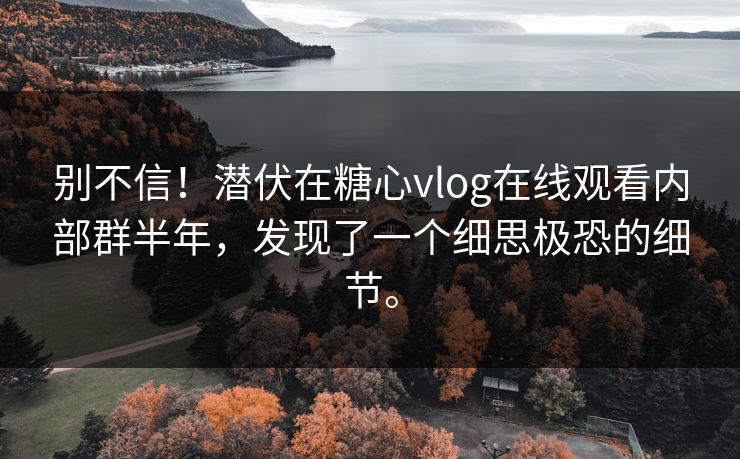 别不信！潜伏在糖心vlog在线观看内部群半年，发现了一个细思极恐的细节。