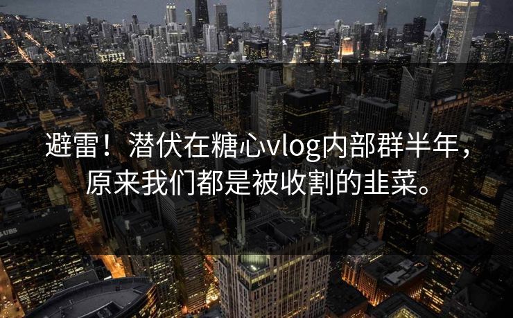 避雷！潜伏在糖心vlog内部群半年，原来我们都是被收割的韭菜。