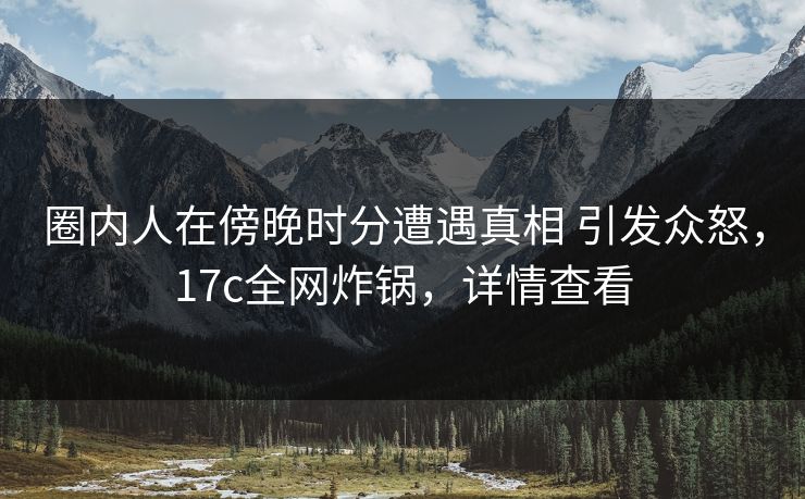 圈内人在傍晚时分遭遇真相 引发众怒，17c全网炸锅，详情查看